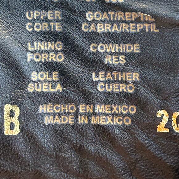 Allens Boots Black Goat Leather Reptile Cowboy Boots Bootie Size 8 - Picture 9 of 16